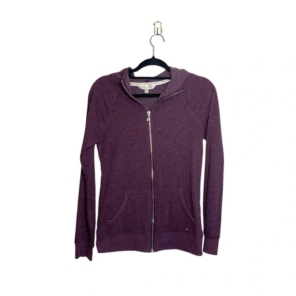 Victoria’s Secret Burgundy Sequin Heart Back Full Zip Hoodie Xsmall Women’s - Picture 1 of 11